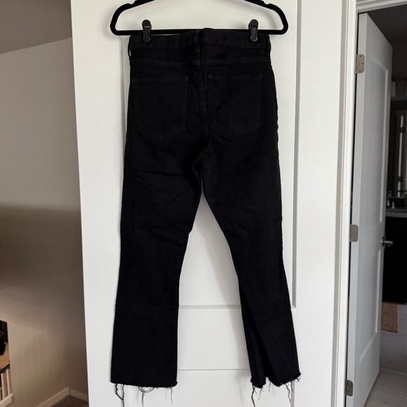 Everlane High Rise Kick Crop Frayed Hem 27R Black Jean - Picture 4 of 5